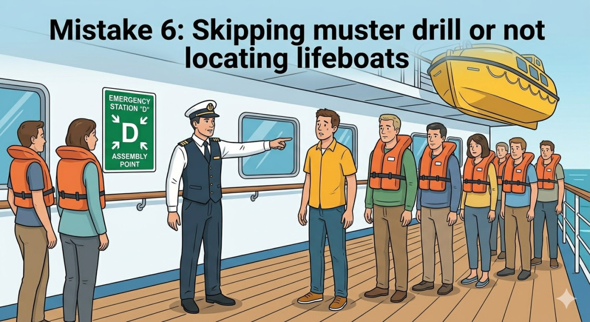 Skipping muster drill or not locating lifeboats